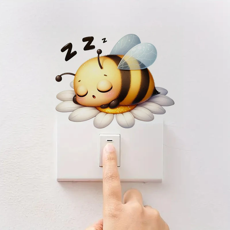 Cute Honeybee Cartoon Sticker, Water-proof Home Wall Decal, Used for Wall, Bathroom, Cabinet, Door,Toilet, Car, Laptop