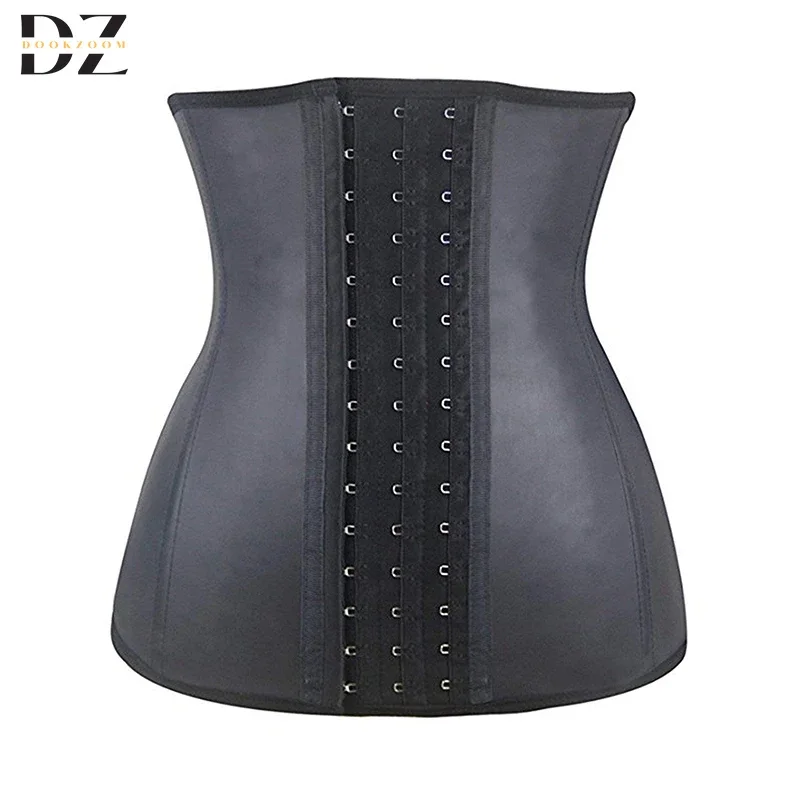 Women 9-Steel-Bone 100% Latex Rubber Girdle Waist Trainer Corsets Hourglass Body Shaper Long Torso Waist Cincher Weight Loss