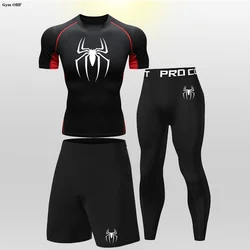 Set per bambini abbigliamento sportivo nero camicie a compressione palestra Fitness Running Jogging tuta da allenamento bambini Rashguard MMA BJJ Jiu Jitsu 2099