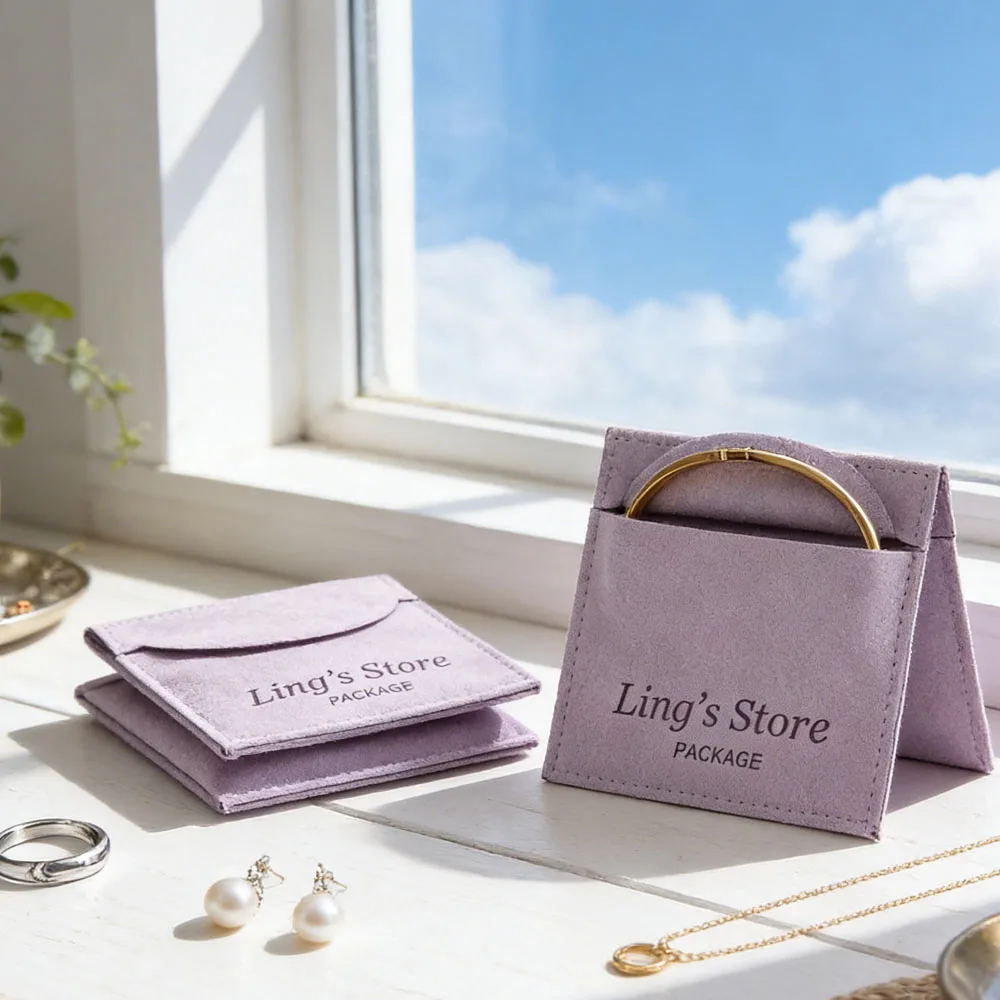 

50Pcs Purple Customized Jewelry Microfiber Bag Ring Earrings Bracelet Pendant Necklace Candy Packaging Gift Pouch Wedding Favors