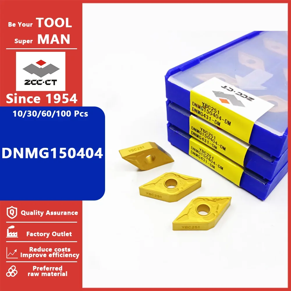 

ZCC CT DNMG150404 DNMG 150404 DF PM SF TC ADF Finishing Medium High Quality CNC Lathe Carbide Turning Inserts Sturdy Sharp Blade