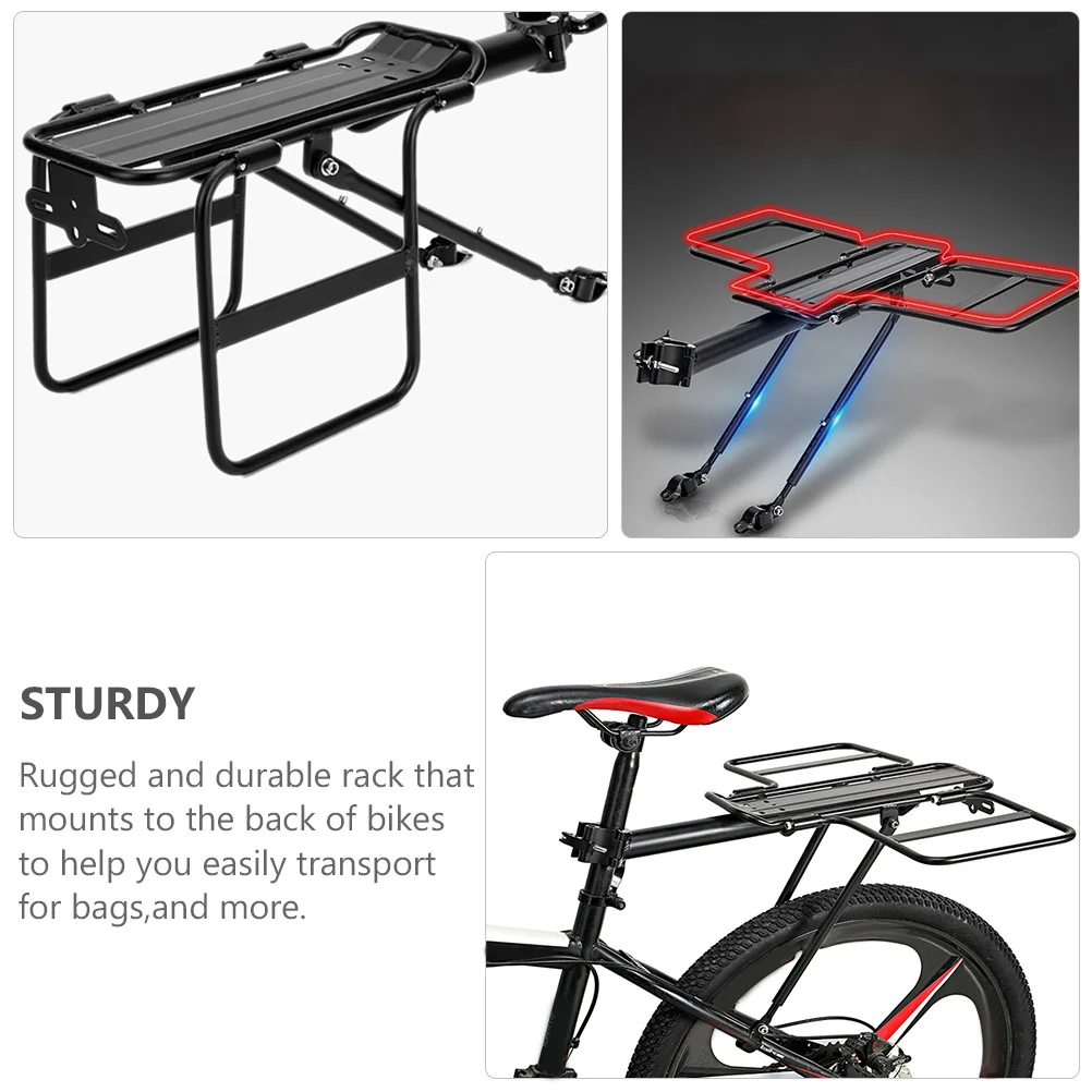 1pc 自転車リアラック プレミアムアルミニウム合金 強力な積載荷重の荷物キャリア マウンテンロード折りたたみ自転車用 耐久性のある貨物