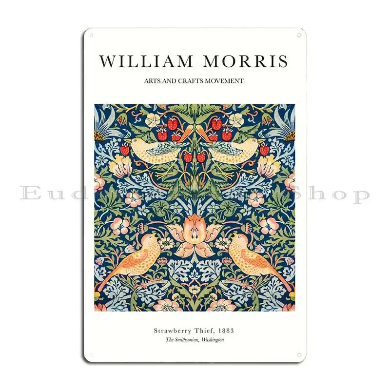 ويليام موريس علامة معدنية على شكل فراولة جدار كهف نادي شخصي يخلق ملصقًا مخصصًا من القصدير #2