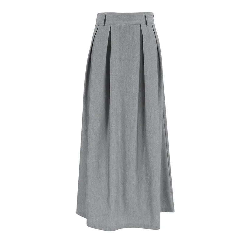 

2024 Autumn/winter New Grey High Waist Half Skirt Fashionable Temperament Commuter Versatile A-line Skirt Long Skirt For Women