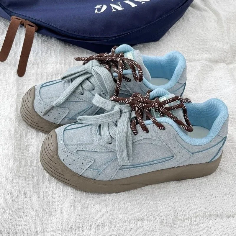

Spring New Breathable Flat Casual Shoes Women Retro Design Color Matching Sneakers