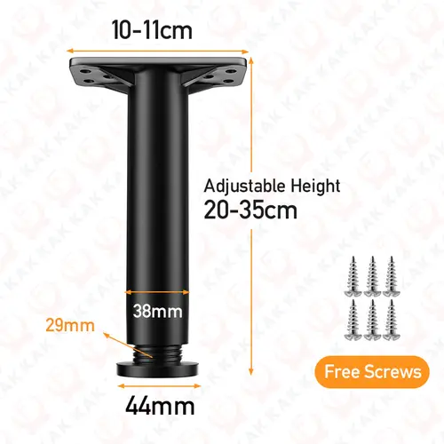 KAK Black Furniture Legs Adjustable Bed Beam Support Foot Sofa Table Feet Replacement Plastic Steel Heavy Duty Bed Hardware - Image 7