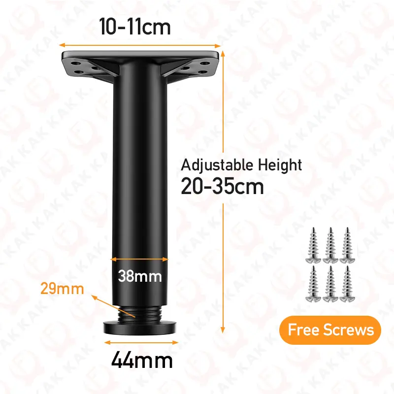 KAK Black Furniture Legs Adjustable Bed Beam Support Foot Sofa Table Feet Replacement Plastic Steel Heavy Duty Bed Hardware - Image 7