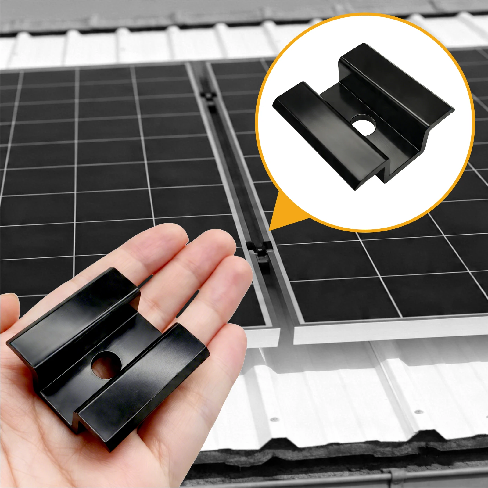 50/30/10PCS Solar Middle Clamp PV Aluminum Alloy Solar Panel Mounting Middle Bracket Clamp Support Accesssories image 3