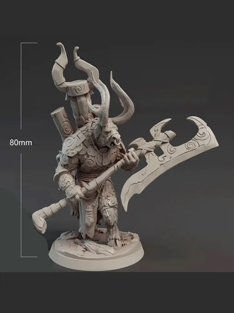 

80mm Resin Model Kits Minotaur Warrior Figurine Sculpture Unpainted No Color DW-082