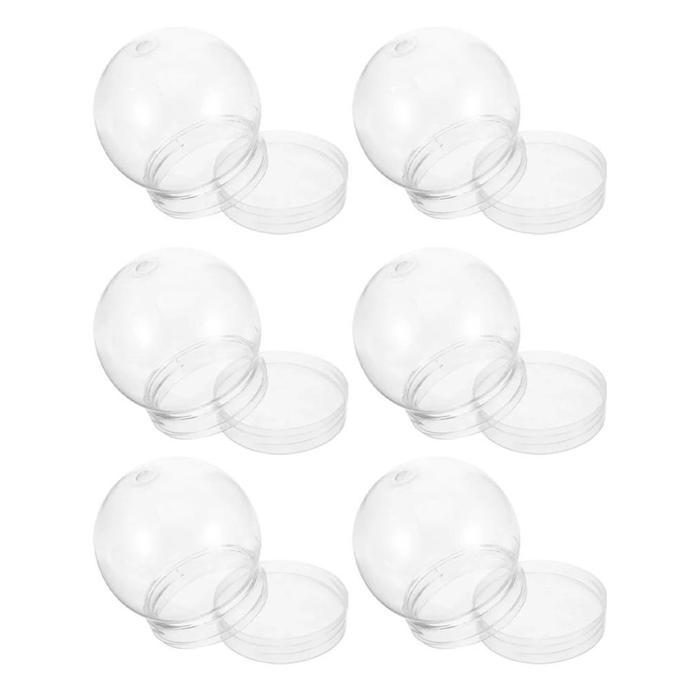 

6pcs Plastic Globes Candy Bottles Clear DIY Snow Globe Supplies Empty Christmas Craft Plastic Water Globe Making Storage