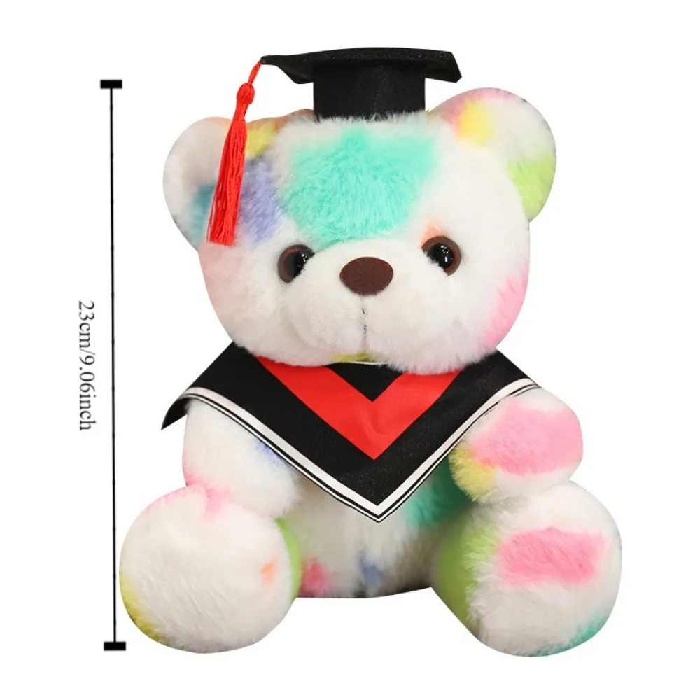 Students With Doctorial Hat Doctor Bear Plush Toy Colorful Stuffed Graduation Bear Soft Cartoon Doctor Hat Bear Doll Kids