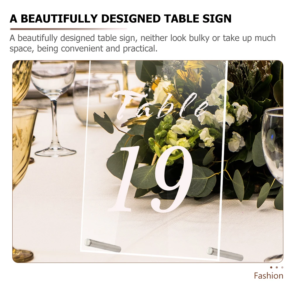 

1 set Acrylic Table Number Plate Clear Sign Display Stand for Wedding Banquet Reception Numbers Signs Table Holders