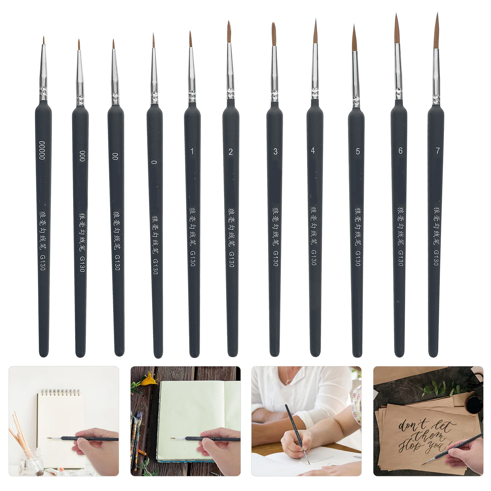 

11pcs Oil Painting Brush Wooden Handle Fine Tip For Watercolor Acrylic Gouache Art Supplies Detail Paint Brush