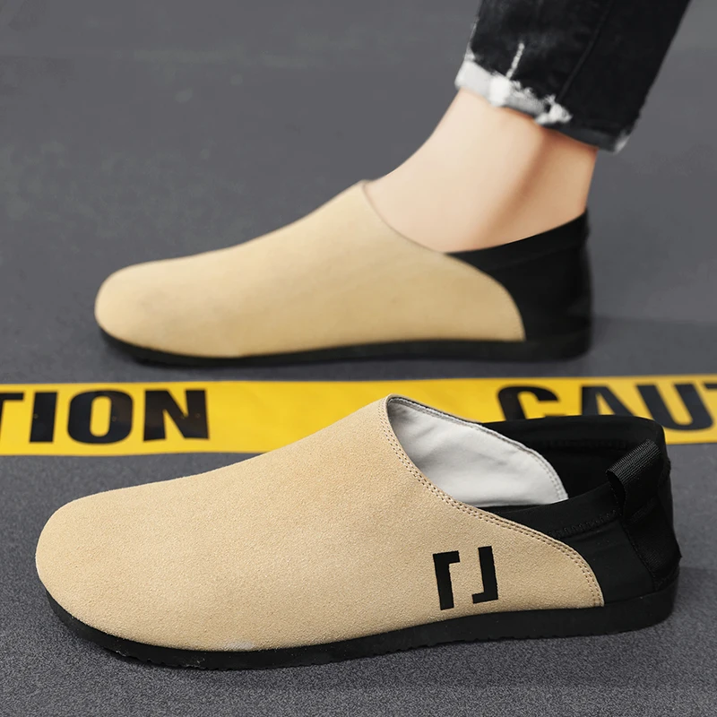 Men's Canvas Slip-On Shoes Breathable Driving Soft Bottom Trendy Bean Bean Shoes Korean Style Low Top Glue Stick Shoes