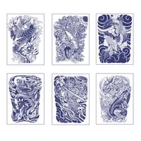 NEW Waterproof Temporary Tattoo Sticker Semi-permanent Non-reflective Old Traditional Blossom Arm Koi Fish Fake Tatoo Mal