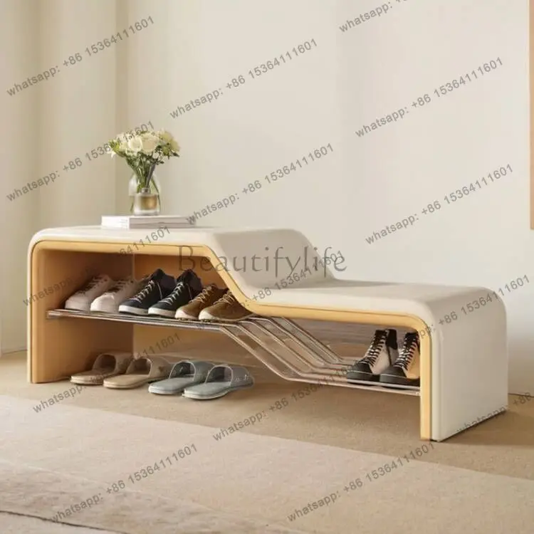 Light luxury shoe change stool household door storage long sofa bedside stool