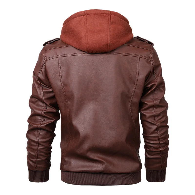 2024 new leather men's motorcycle handsome jacket reflective retro casual fashion trend coat