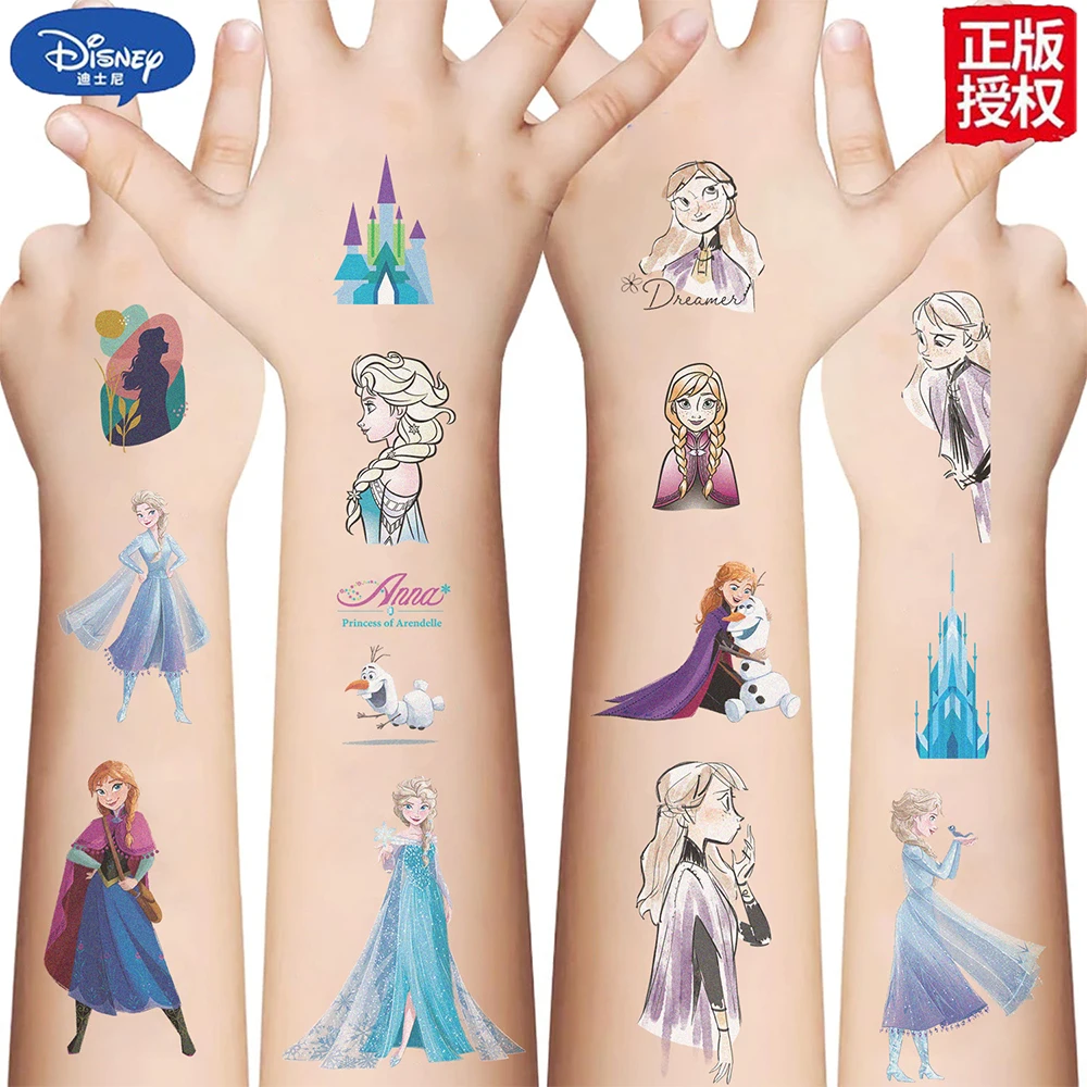 10pcs Disney Kawaii Anime Frozen Tattoo Stickers Princess Elsa Cartoon Temporary Tattoos Decals for Kids Birthday Party Supplies