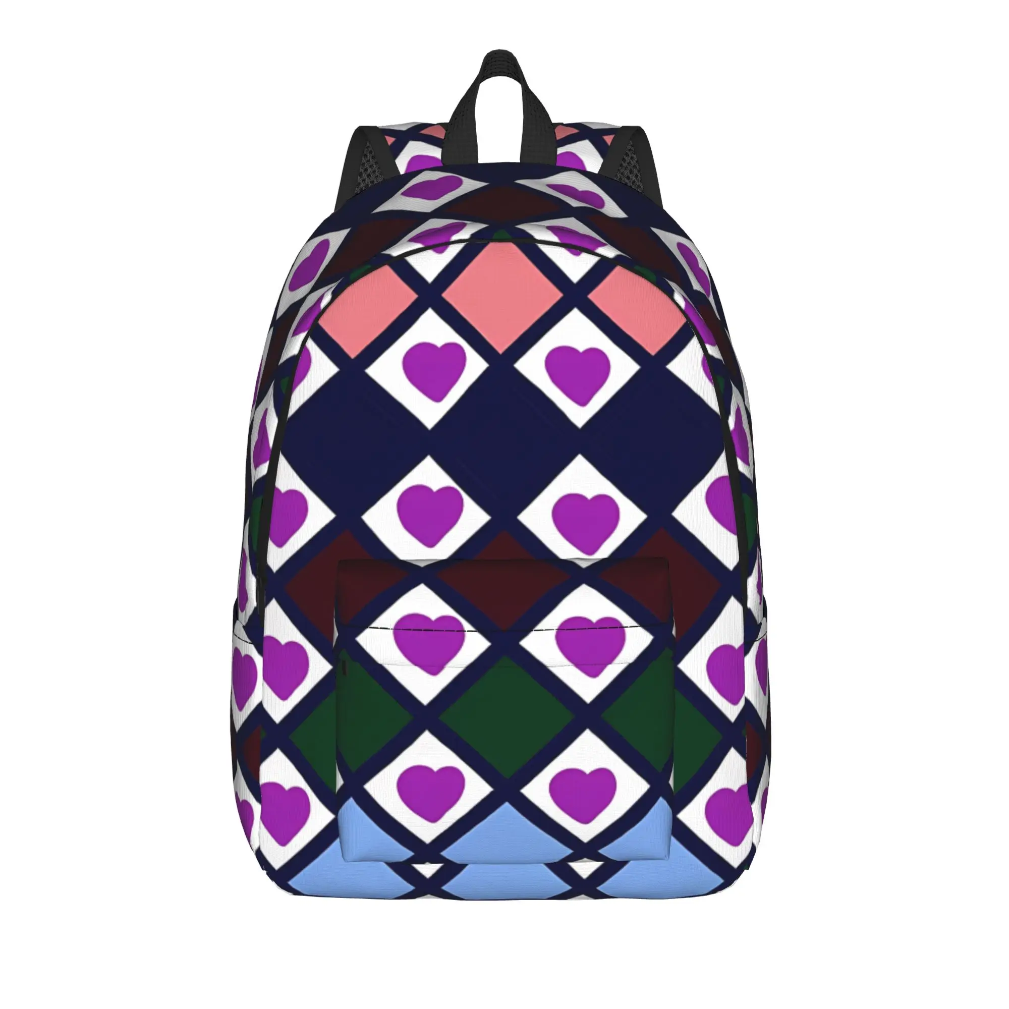 Back To School College Bag Back to school season Rainbow Heart Diamond Pattern  Classic Backpack