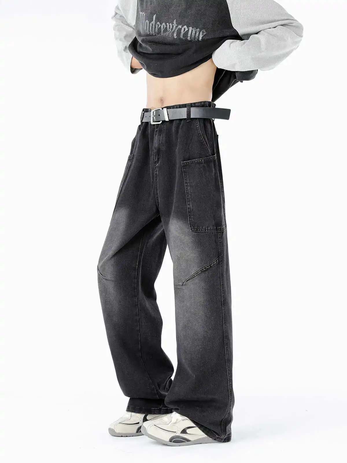 

Women Black Goth Y2k Baggy Cargo Jeans Harajuku Vintage Denim Trousers Japanese 2000s Style Grunge Boyfriend Jeans Pants Clothes
