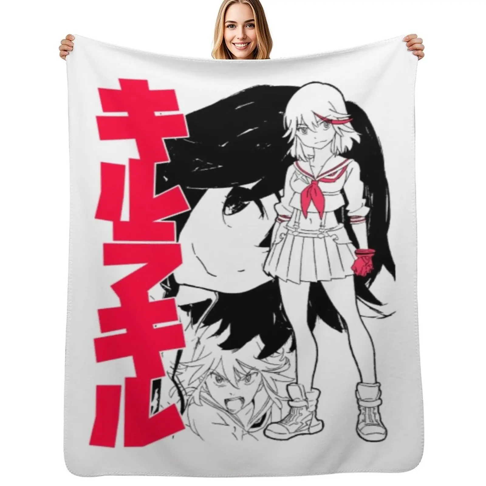 Kill La Kill T-ShirtRyu Ko! (black) Throw Blanket Summer Cool Breathable Blanket for Sleeping