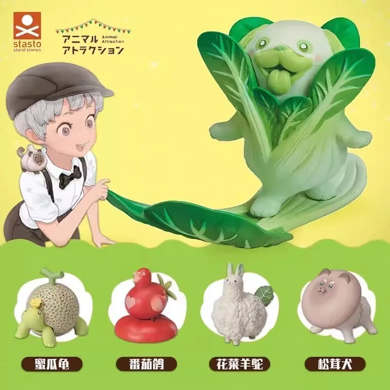 STASTO Japan Gashapon Figure Anime Cute Vegetable Fairy Animal Dogs Mini Model Action Figurine Capsule Toys Creative Gift