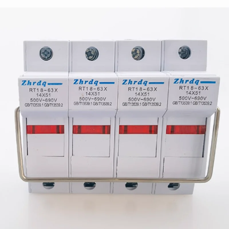 RT18-63 RT18-63X 4P Fuse Base With signal Lamp RT18-63X/4P 14*51 Guide Rail Type Fuse Holder 63A 50A 32A 500V-690V