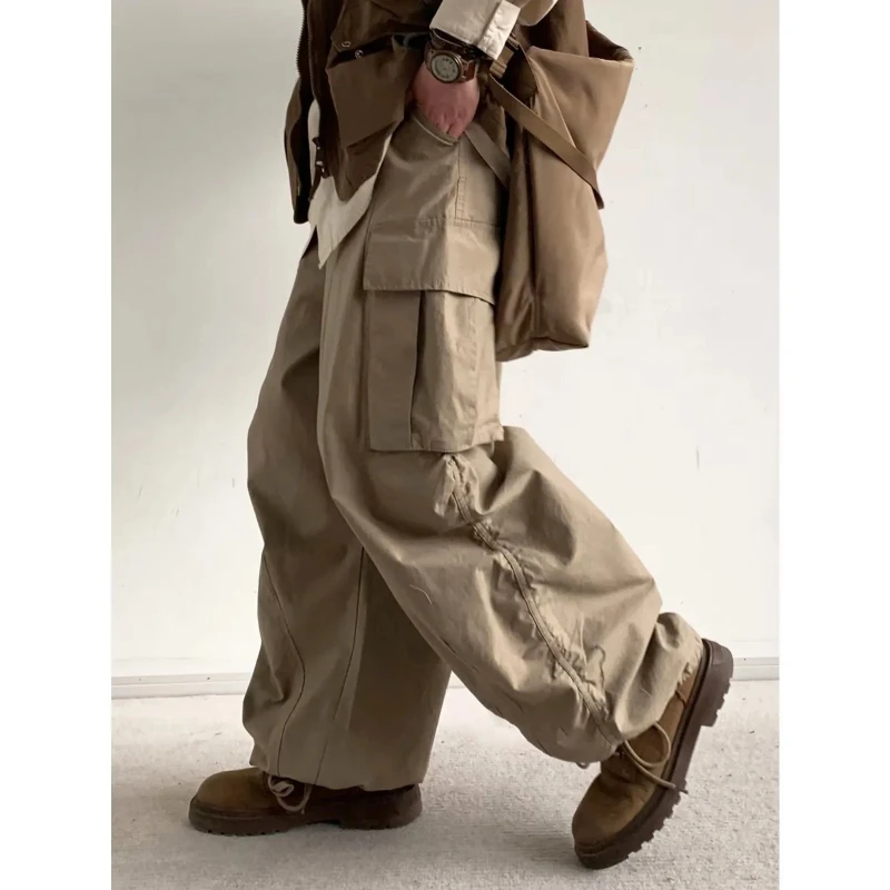 Oversize Cargo Pants Men Women Hip-hop Multi-pocket Wide-leg Trousers Vintage Loose Casual Pantaloons Spring Couple Unisex Pants