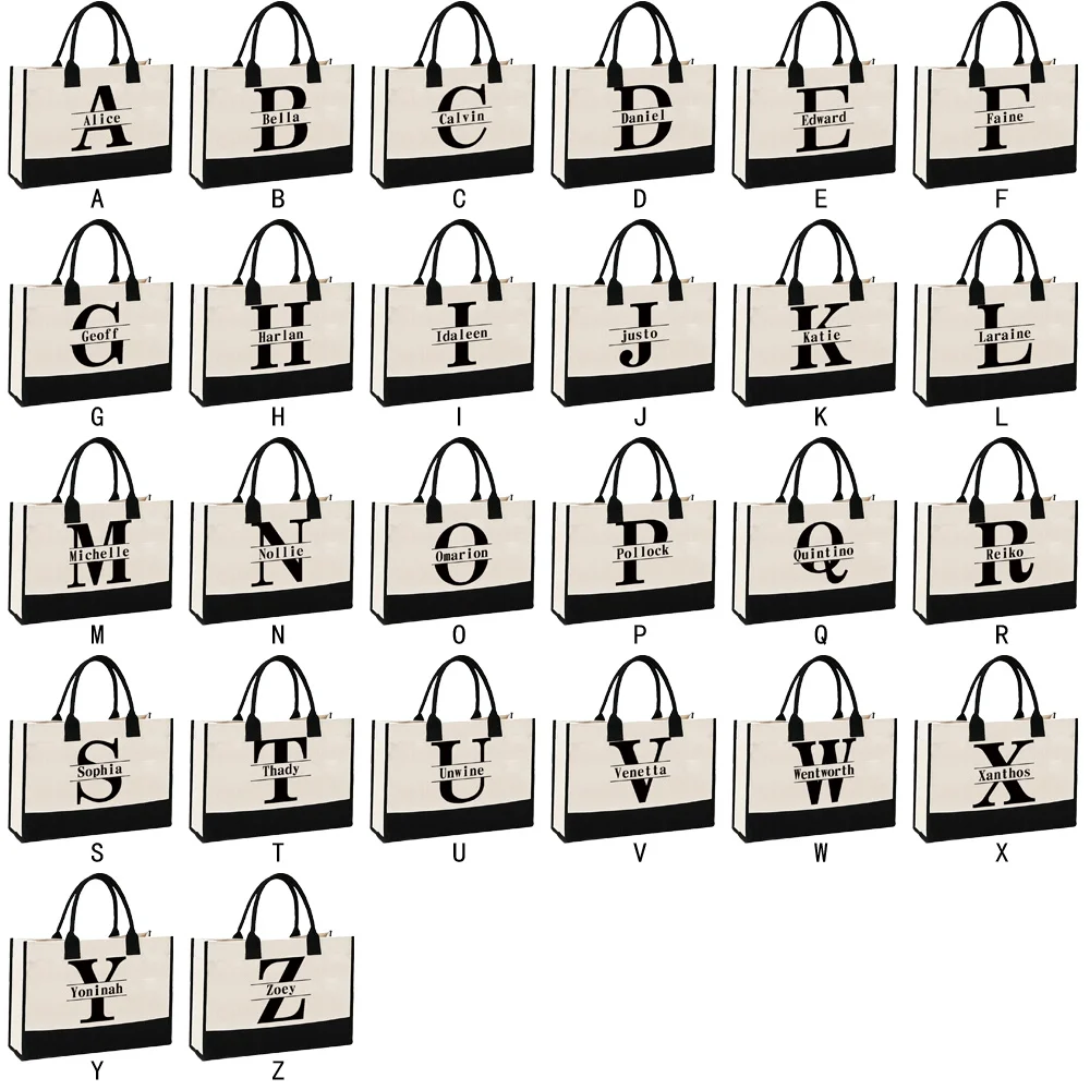 Sac à main en toile avec lettres imprimées, sac de plage, cadeau d'anniversaire et de mariage, sac de Shopping de grande capacité à la mode