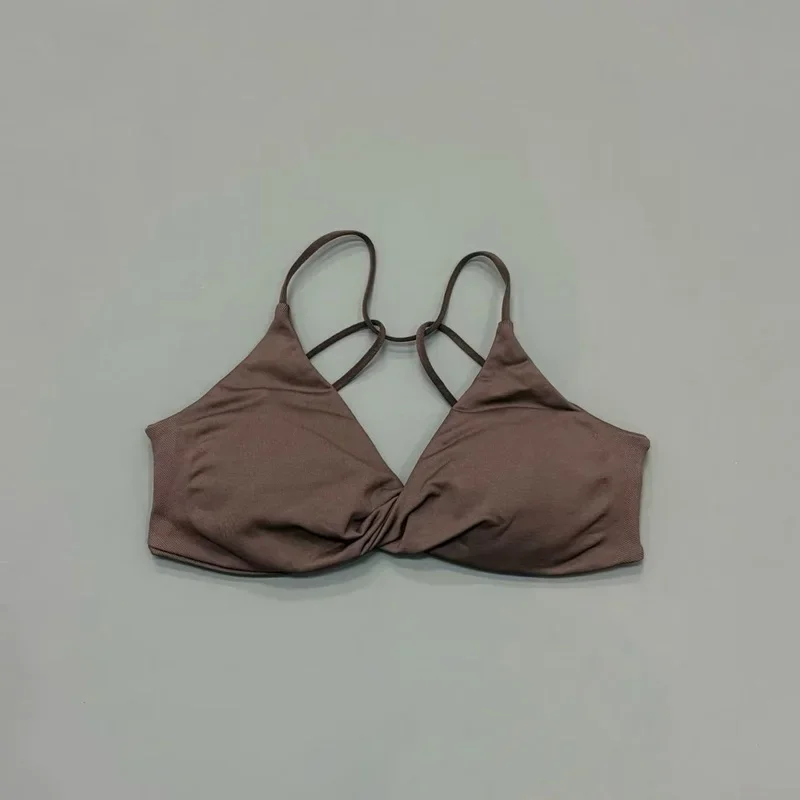 Women Yoga Bra Thin Delicate Straps Solid Color Smooth Surface Sports Brassiere Pilates Barre Indoor Workout Daily Layering Top image 5