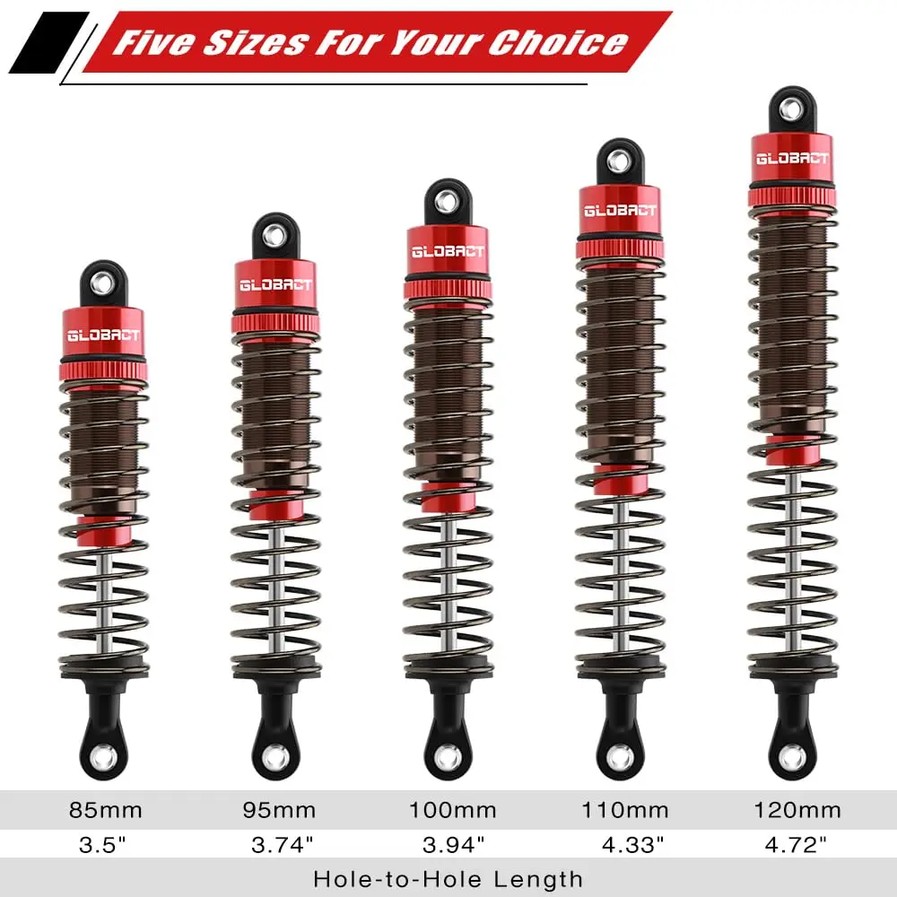 GLOBACT 1:10 RC Shock Absorber Oil Adjustable RC Damper Set for 1/10 RC Crawler Car Axial SCX10 TRX4 D90 Upgrades Parts