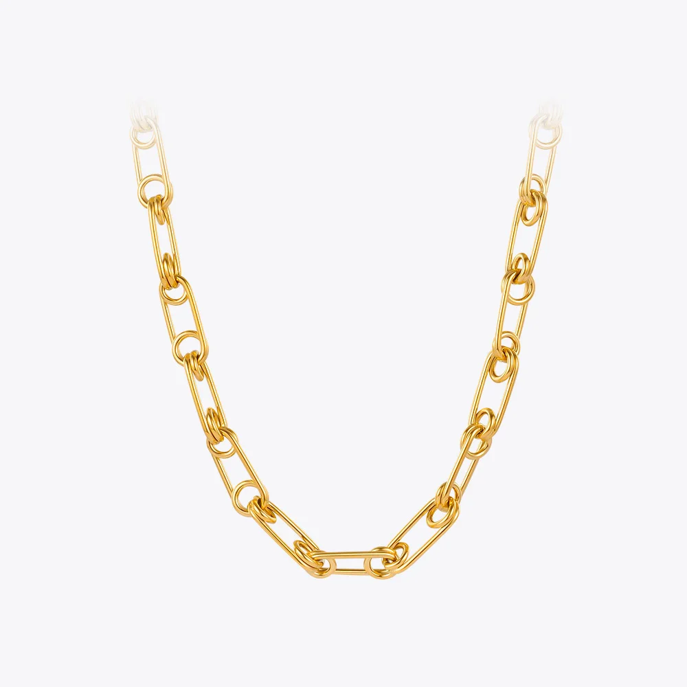 ENFASHION Wide Link Pin Necklace 2020 Gold Color Stainless Steel Necklaces For Women Fashion Jewelry Friends Gift Collar P203180