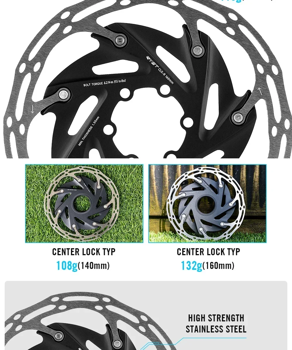 2025 RYET Fahrrad-Bremsscheiben, 6 Bolzen und Mittelsperre, 140 mm/160 mm, MTB, Rennrad, Fahrradteile, Scheibenbremsscheiben, Fahrradzubehör – Detail 5