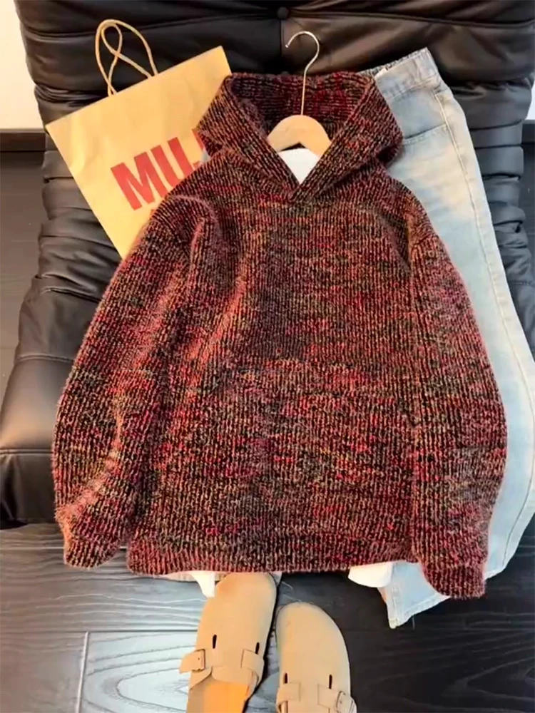 

Мужская зимняя толстовка с капюшоном в американском стиле, утепленная, для многослойного ношения, базовая модель, надеваемая через голову