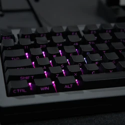 Minimalist Black 131 keys keycaps Cherry profile PBT Double shot Keycaps Side Shine Through Print For MX Mechanical Keyboard Kit