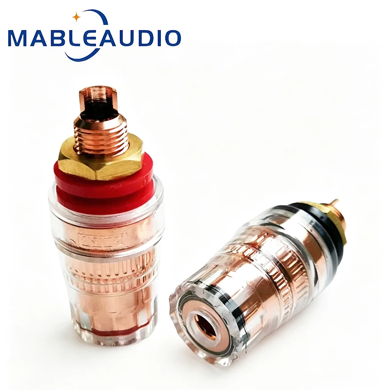 HIFI Audio Speaker Binding Post EIZZ EZ‑307 Red Copper Plated Brass Terminal Transparent PC Housing For Amplifier Cabinet DIY view 5
