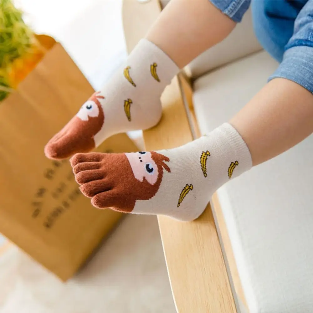 Soft Elastic Kids Hosiery Autumn Spring Sports Animal Cotton Socks Toe Socks Children Short Socks Five Finger Socks