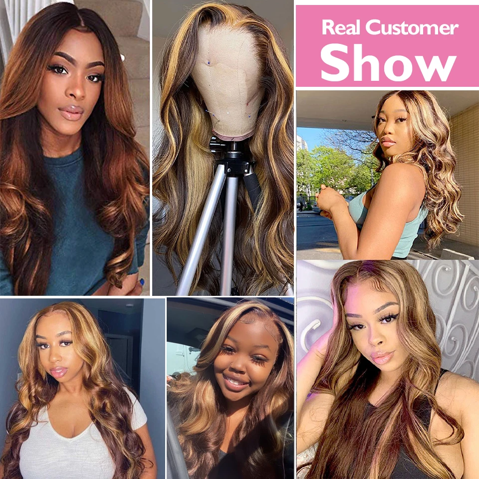 Body Wave Human Hair 13x4 Highlight HD Lace Frontal Wig Brazilian Human Hair Wigs For Woman 1B Burgundy Body Wave Lace Front Wig