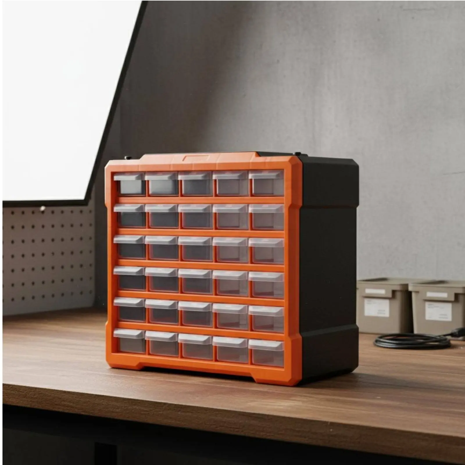 Small Parts Organizer Cabinet Multi Compartment Small Parts Container Screw Organizer Cabinet Wall-Mountable Label Stickers