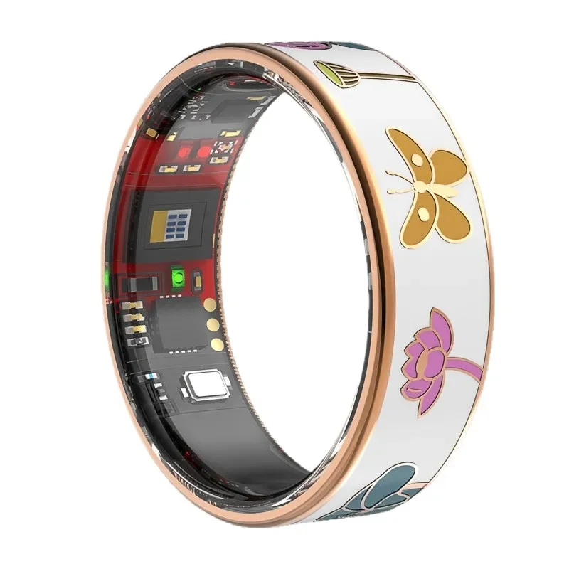 Smart Ring Enamel Color Heart Rate Blood Oxygen Sleep Monitor Fitness Tracker Step Counter Photo Control Wearable Device
