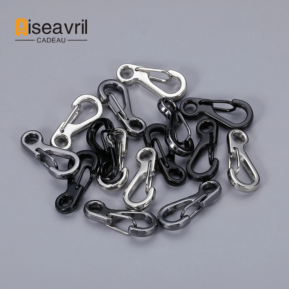 100pcs Lobster Clasp Buckle Keychian Mini Carabiners Outdoor Camping Hiking Buckles Alloy Spring Snap Hooks Keychains Tool Clips