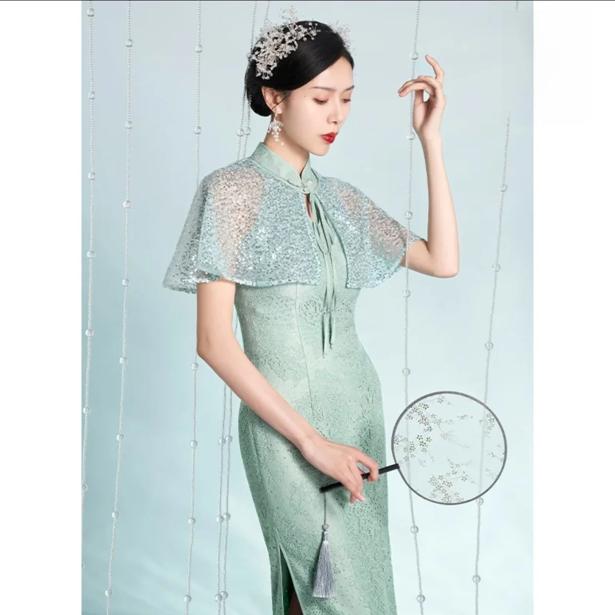 新チャイナスタイル　旗袍風レディースロングドレス　ネックハンギングスリットスカート　通気性カジュアルミディアム丈　無地レトロ風