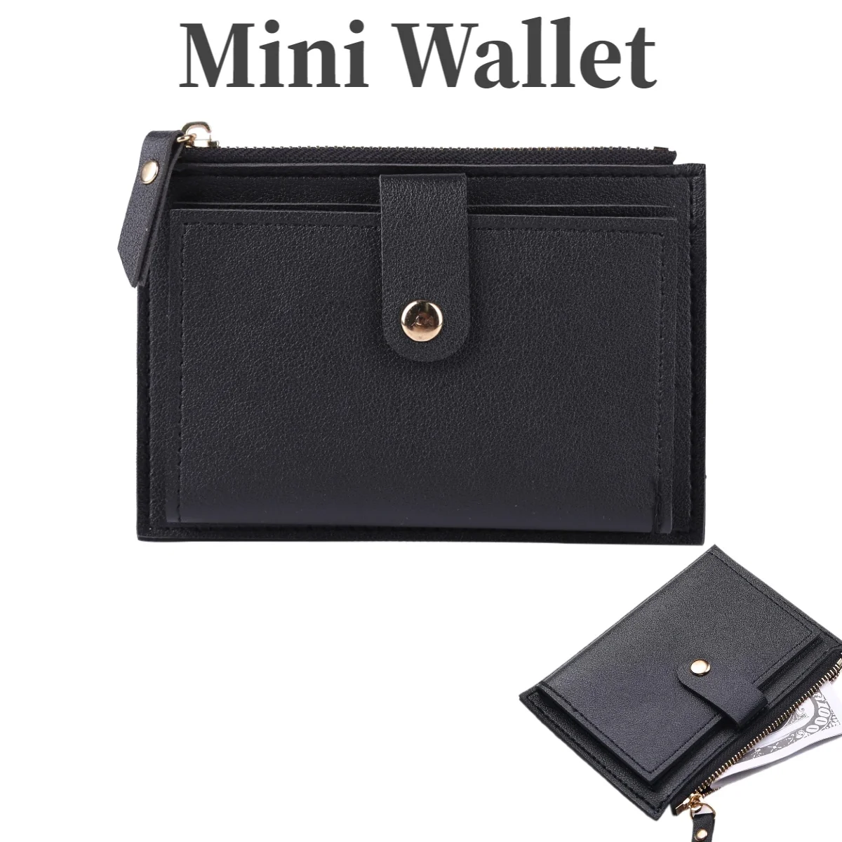 Unisex Retro Portable Mini Coin Purse Vintage Solid Color Button Card Holder Ultra Slim Lightweight Multi Card Slots
