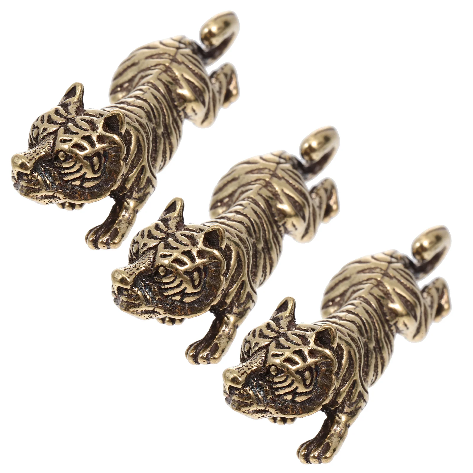 

3 Pcs nament Retro Model Home Decor Gift Idea New Year Tiger Decor Copper Tiger nament Bronze Animal Statue