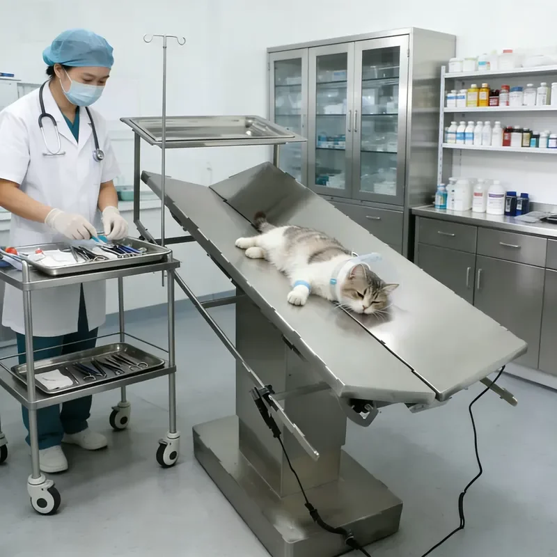 Electric Lift Veterinary Surgery Table for V-Type Stainless Steel Pet Operation Bed Spaying Trauma Suture CE Certified Class