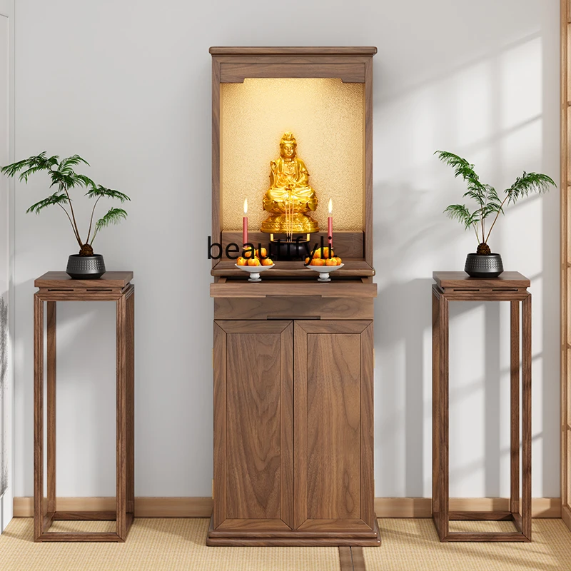 New Chinese Style Clothes Closet Solid Wood Buddha Cabinet Modern Minimalist God of Wealth Living Room Bodhisattva Altar Altar