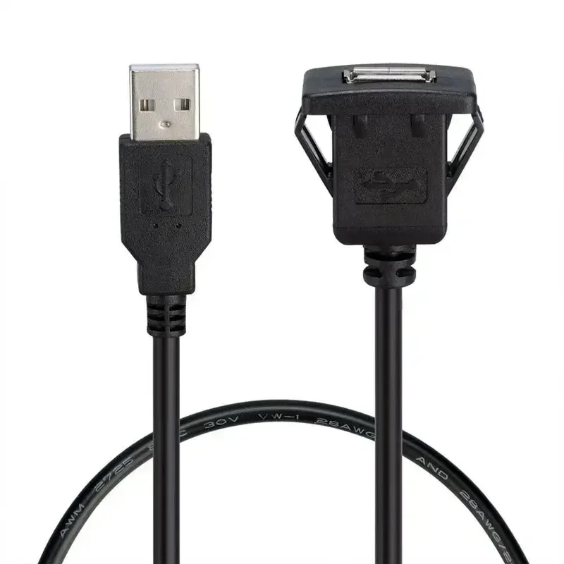 Car Dashboard Extension Cable USB Panel Waterproof Cable Usb2.0 Male To Female Car Extension Cable 1m 2m