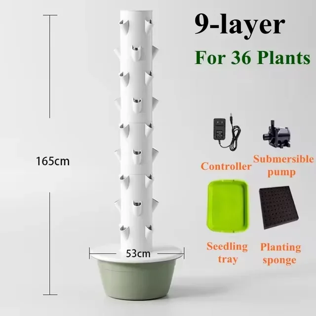 Hydrocultuur kweeksysteem - Verticale aeroponische torentuin voor kamerplanten, automatische bewatering, ruimtebesparend, ideaal voor thuis