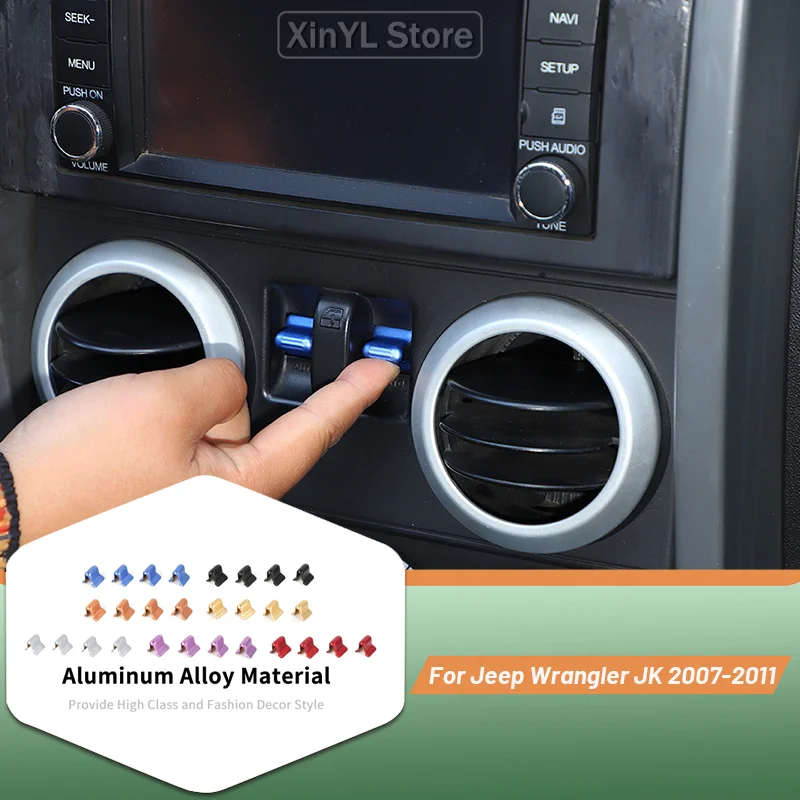 

Aluminium alloy Window Control Button Decoration Cover Trim for Jeep Wrangler JK 2007-2011 Car Interior Accessories