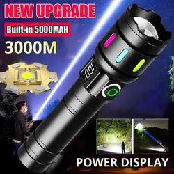 Upgrde with Power Display Bright LED Flashlight Telescopic Zoom Long-distance Portable Lighting Tactical Lantern Camping Light